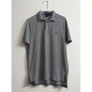 Polo Ralph Lauren Polo Shirt Mens Size L Navy White Stripe Featherweight Pony